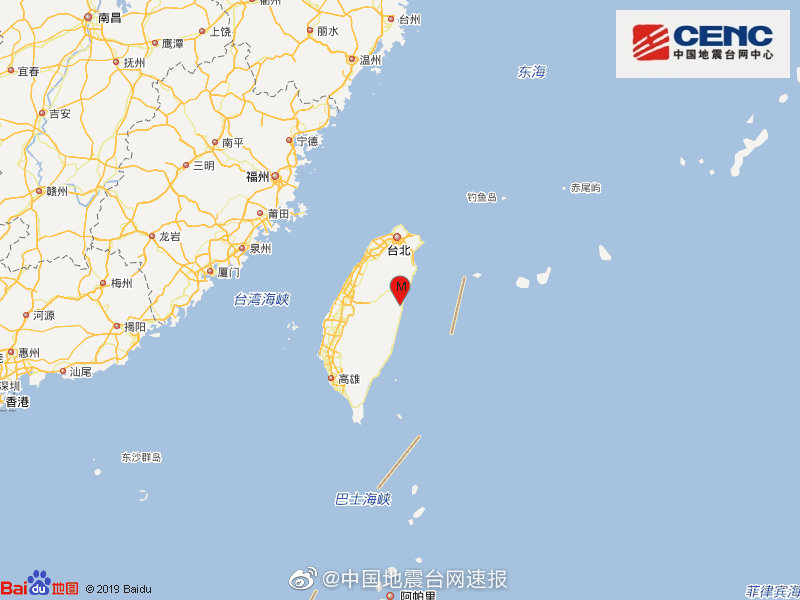花莲4.5级地震：05月23日14时12分在台湾花莲县发生4.5级地震