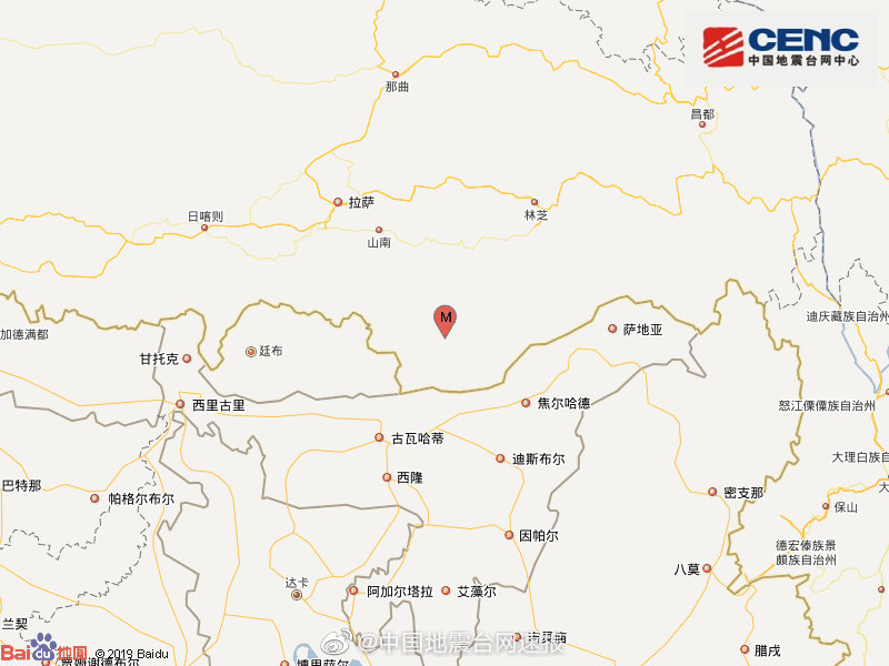 西藏山南4.8级地震：西藏山南市错那县发生4.8级地震，震源深度10千米
