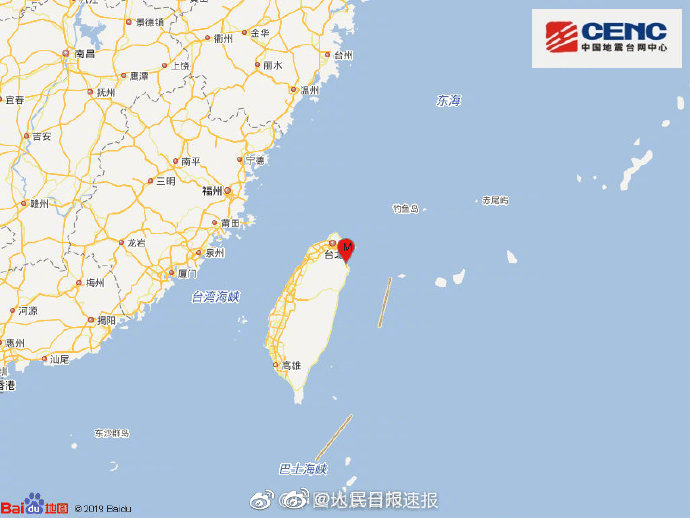 台湾宜兰县发生4.0级地震，震源深度60千米