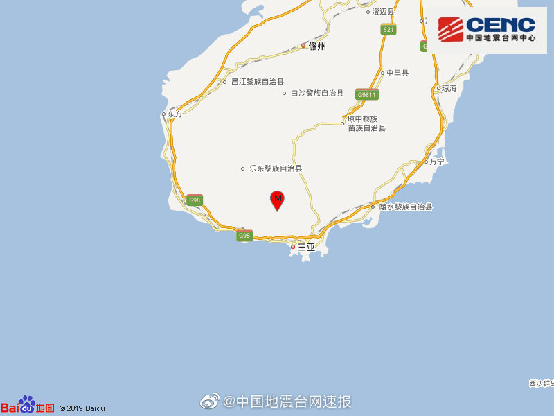 海南三亚市天涯区发生3.2级地震，震源深度9千米