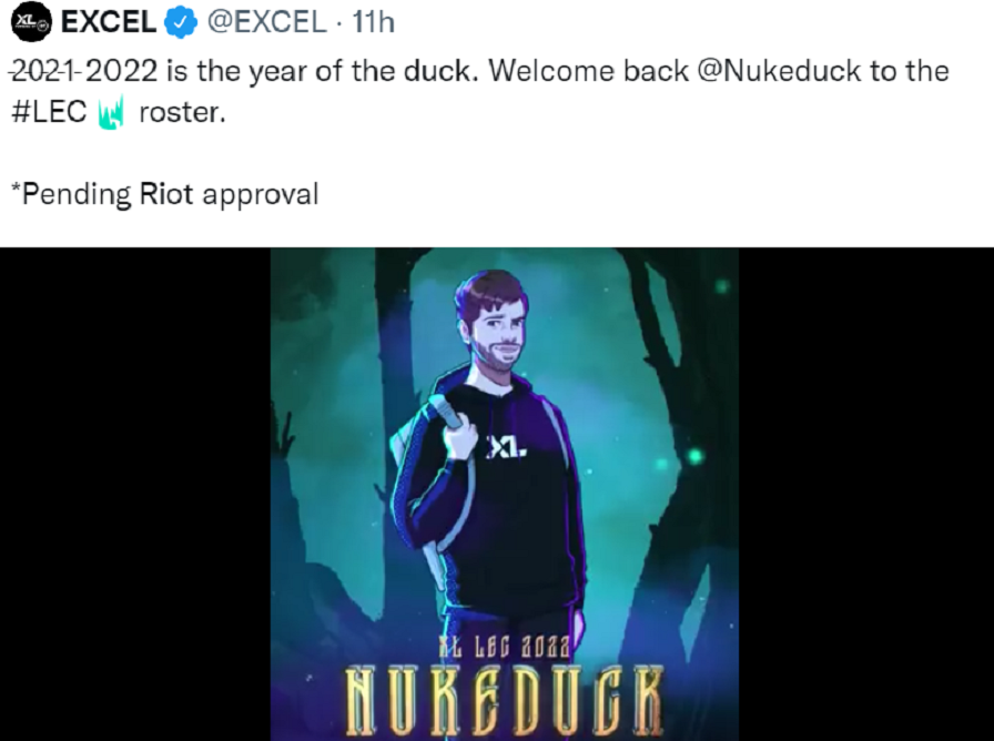 XL官宣：与Nukeduck续约 欢迎回来！